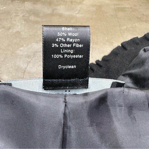 Ann Taylor Petite Black Double Breasted Ruffled Funnel Neck Coat/Blazer SzMP - Picture 6 of 10